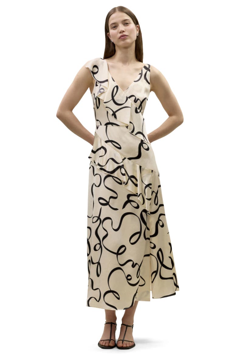 Hollis Satin Ribbon Dress, Main, color, Ribbon Print