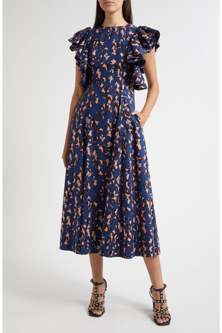Imara Flutter Sleeve Midi Dress, Main, color, MIRAGE