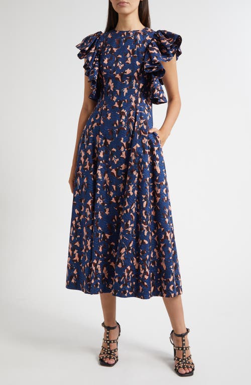 Ulla Johnson Imara Flutter Sleeve Midi Dress In Multi