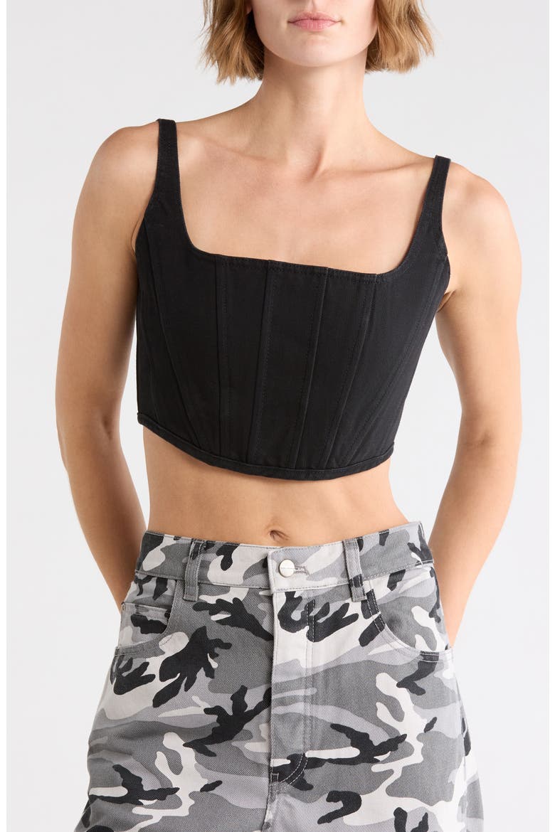 Denim Bustier, Main, color, BLACK
