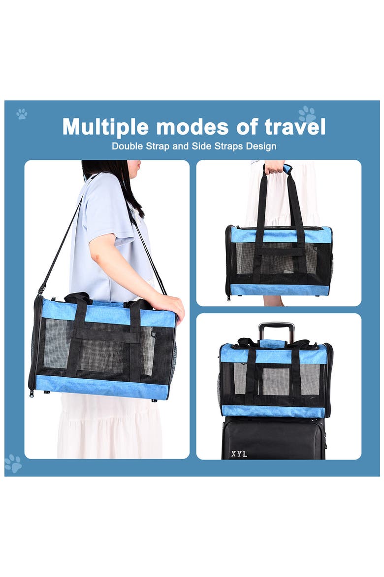 GOOPAWS Soft Sided Pet Cat Carrier Perfect for Travel, Alternate, color, TURQUOISE