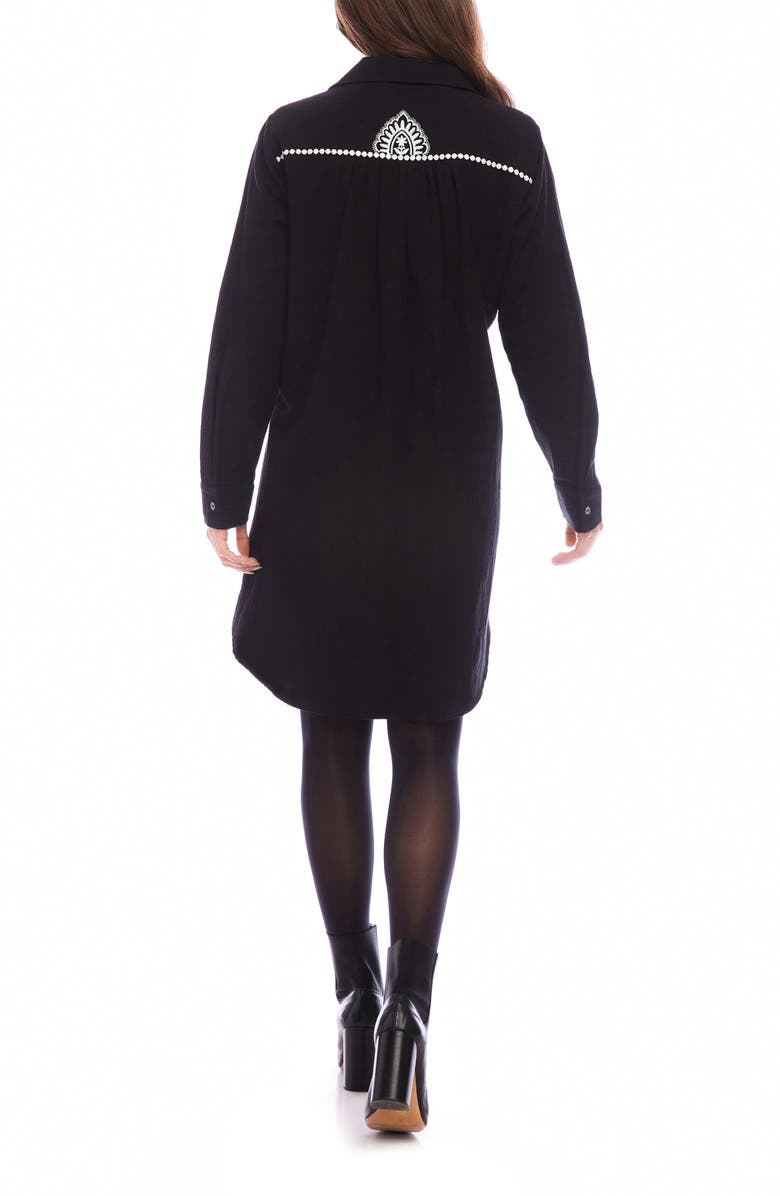 Karen Kane Embroidered Long Sleeve Cotton & Linen Shirtdress, Alternate, color, 
