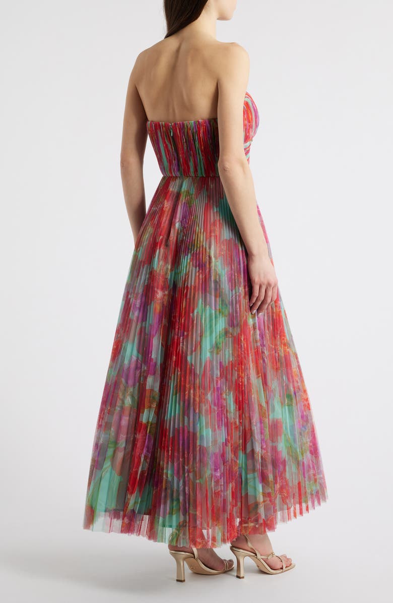 Hutch Pleated Strapless Mesh Gown, Alternate, color, Mint Orchids