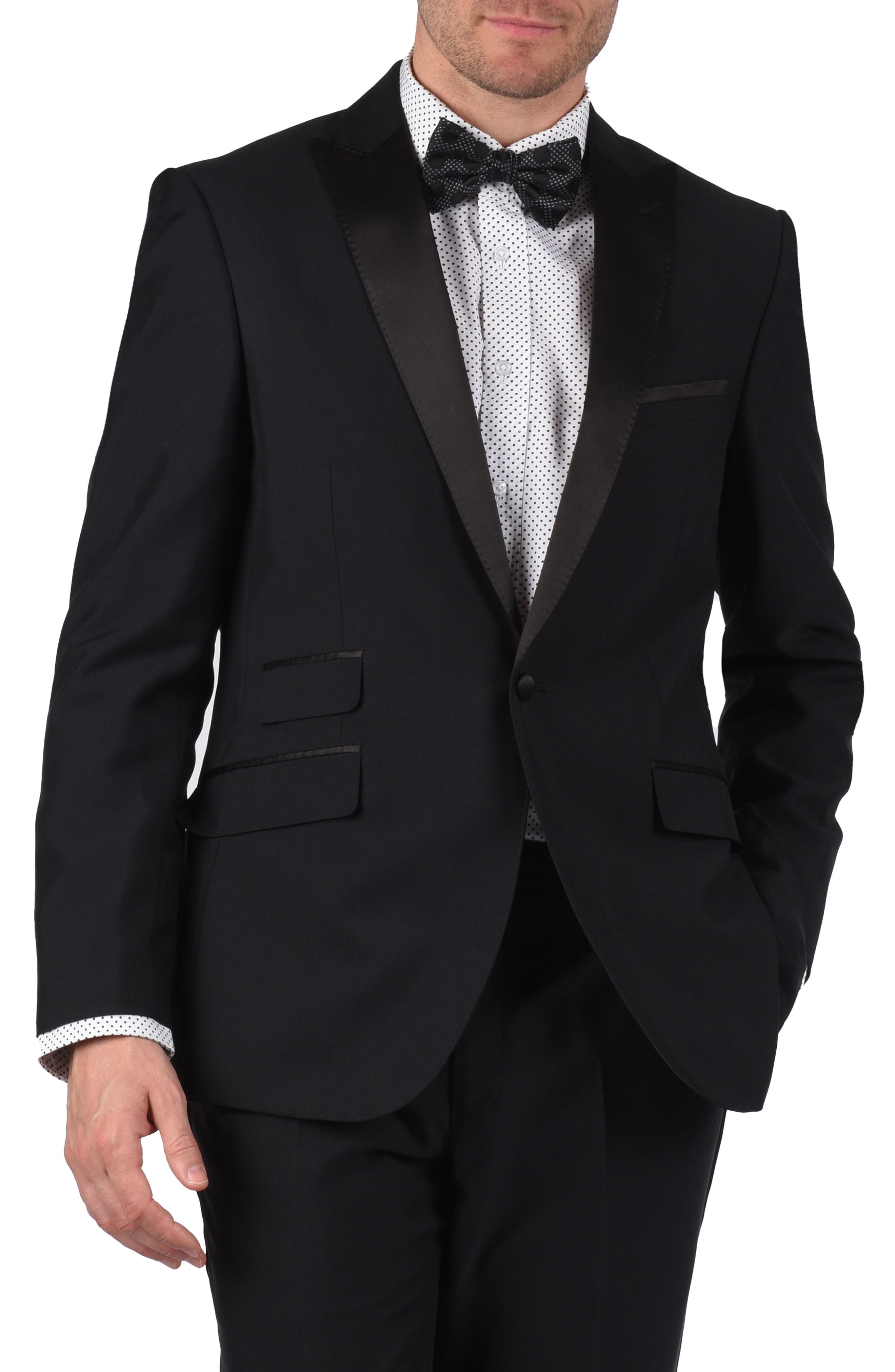 Thruxton Black One Button Peak Lapel Modern Fit Tuxedo Jacket
