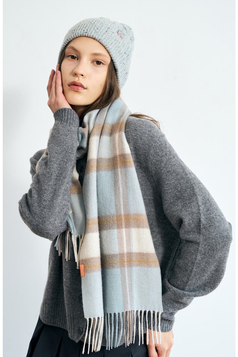 Plaid Cashmere Scarf, Alternate, color, BLUE