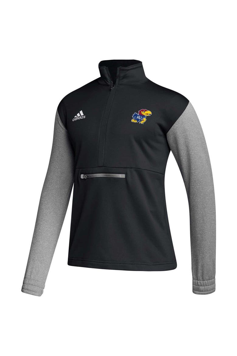 Men's adidas Black Kansas Jayhawks Sideline AEROREADY Half-Zip Top, Alternate, color, Black