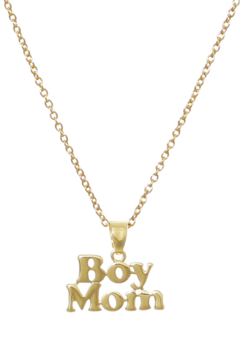 'Boy Mom' Pendant Necklace, Main, color, GOLD