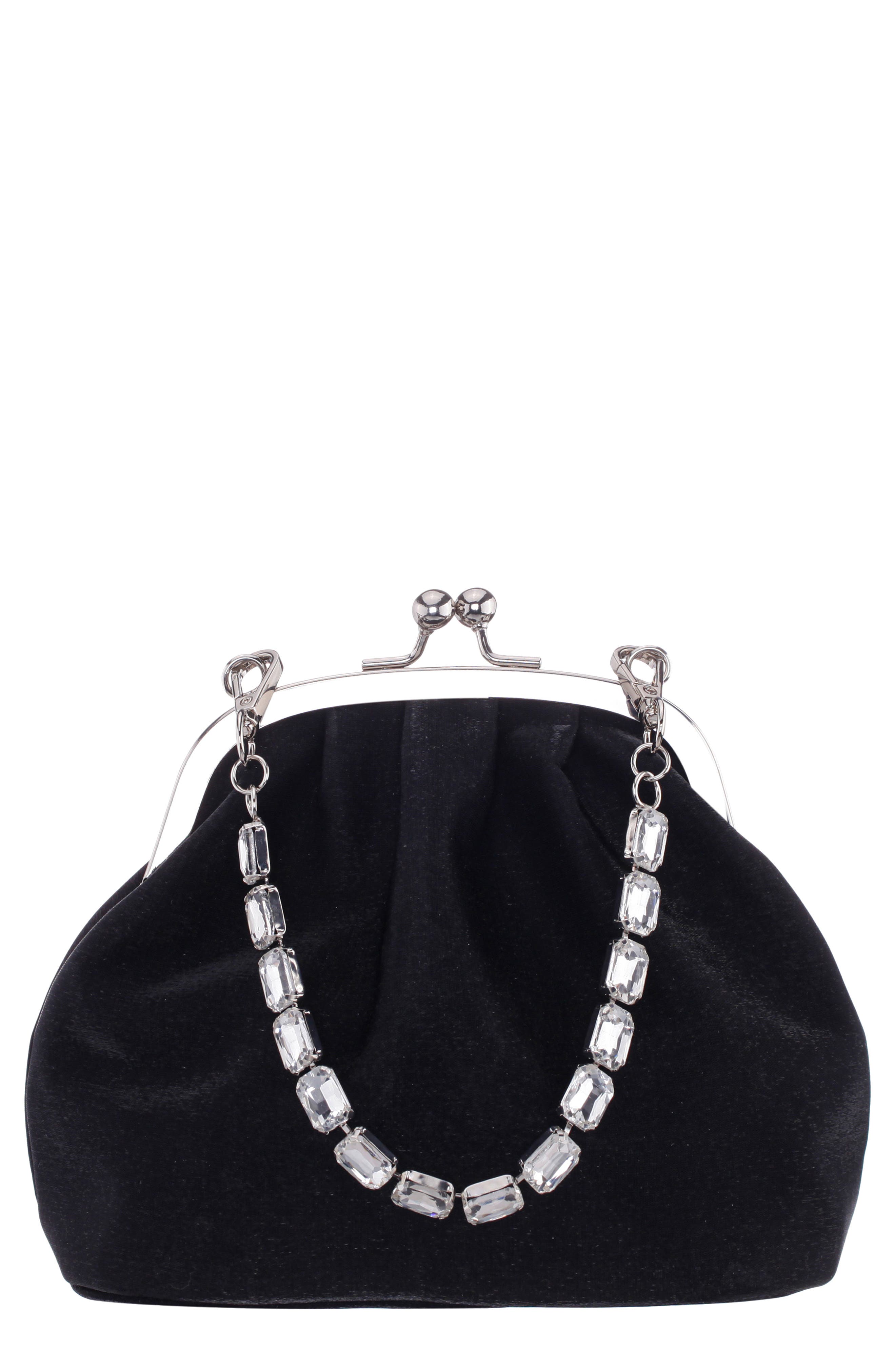 Nina Elsbeth Crystal Clutch, Main, color, Black