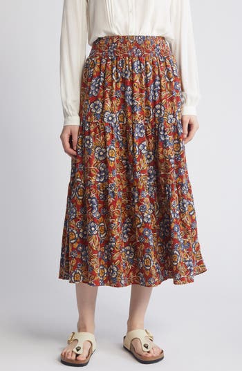 FAHERTY FAHERTY HARLOW FLORAL LINEN BLEND MAXI SKIRT