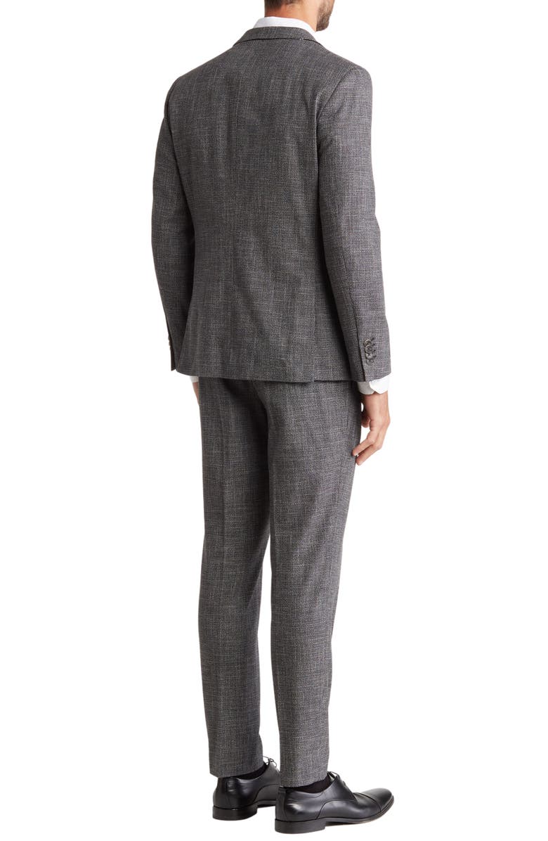 Original Penguin Charcoal Textured Slim Fit Plaid Suit, Alternate, color,