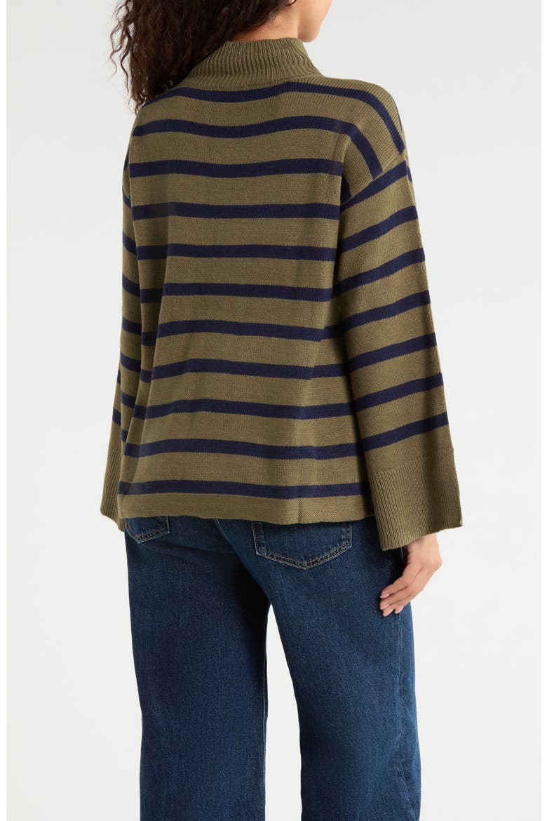 Slayder Stripe Mock Neck Sweater, Alternate, color, OLIVE MULTI