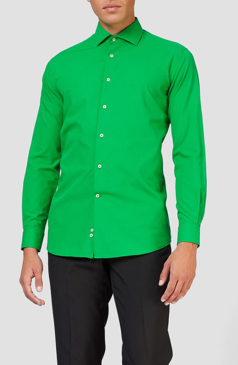 OppoSuits Evergreen Modern Tailored Fit Wrinkle Resistant Button-Up Shirt, Main, color, Green