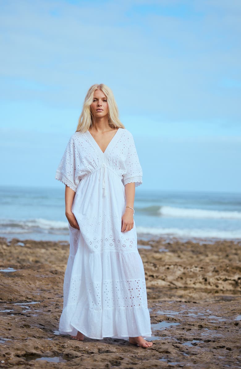 Talisman the Label Nora Broderie Anglaise Tiered Maxi Dress, Alternate, color, 