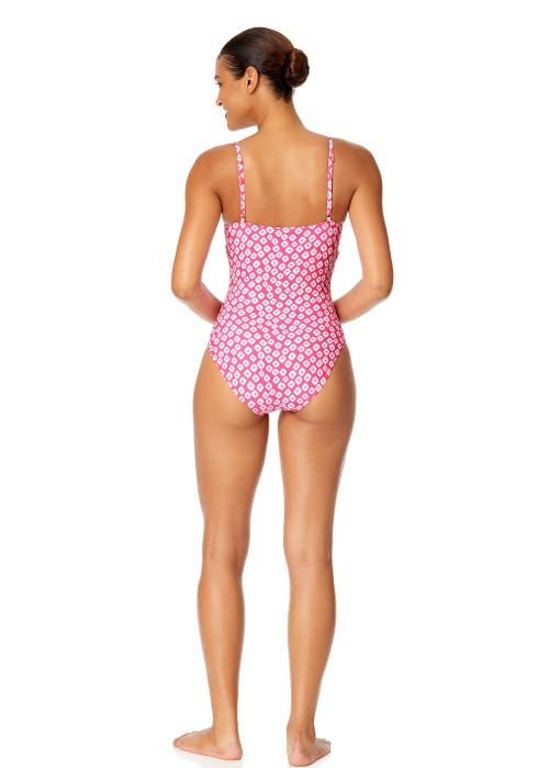 Shop Anne Cole Classic Lingerie Maillot One Piece Swimsuit In Shibori Geo Pink