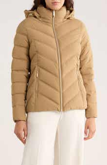 Michael Kors Water Resistant Chevron Quilted Jacket