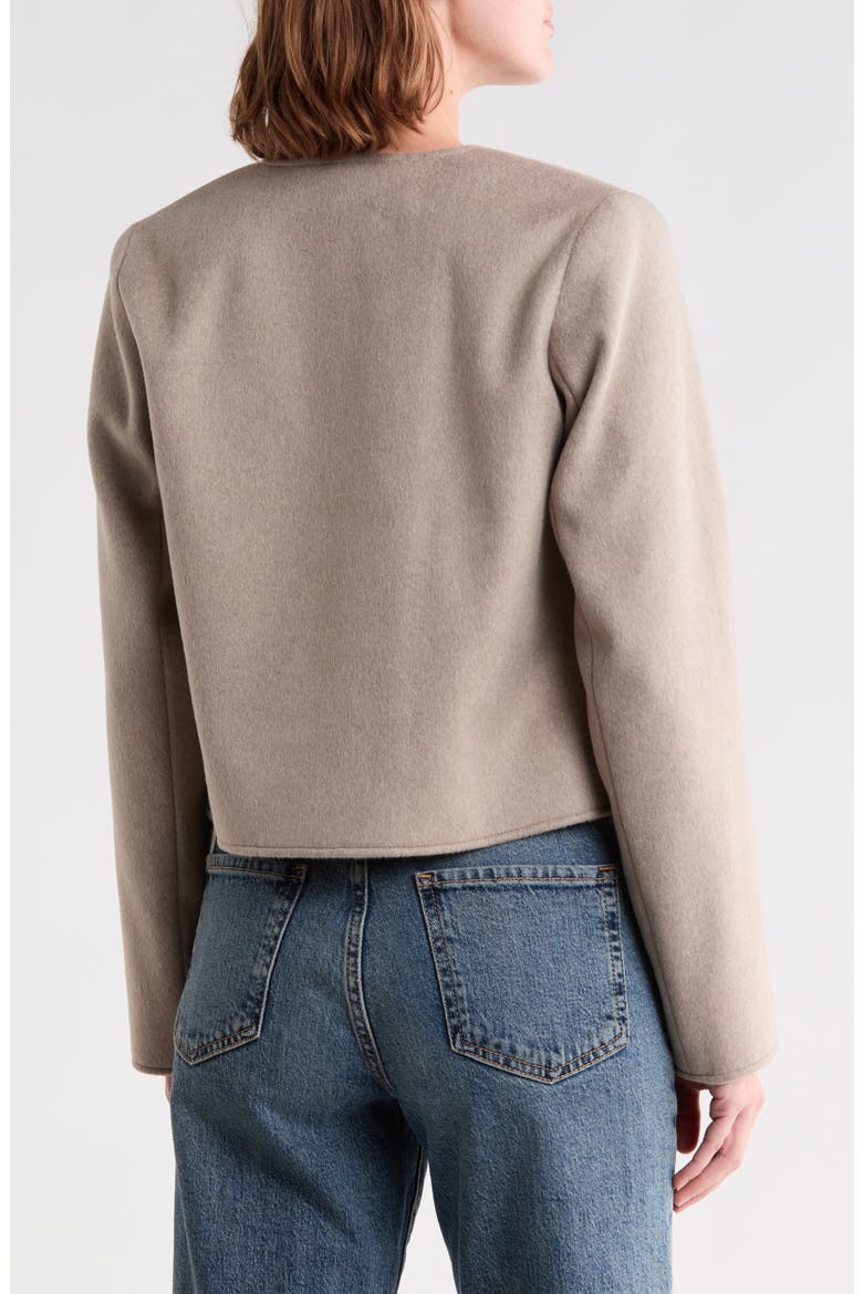 Cropped Collarless Jacket, Alternate, color, BEIGE OATMEAL LIGHT HEATHER