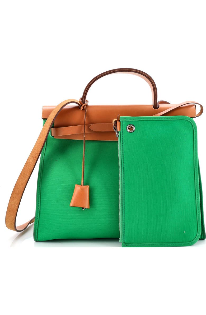 Pre-Owned Hermes Herbag Zip Berline Vache Canvas and Leather 31, Alternate, color, Green