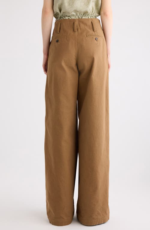 Chloé Garment Dye Organic Cotton Canvas Wide Leg Pants In Brown
