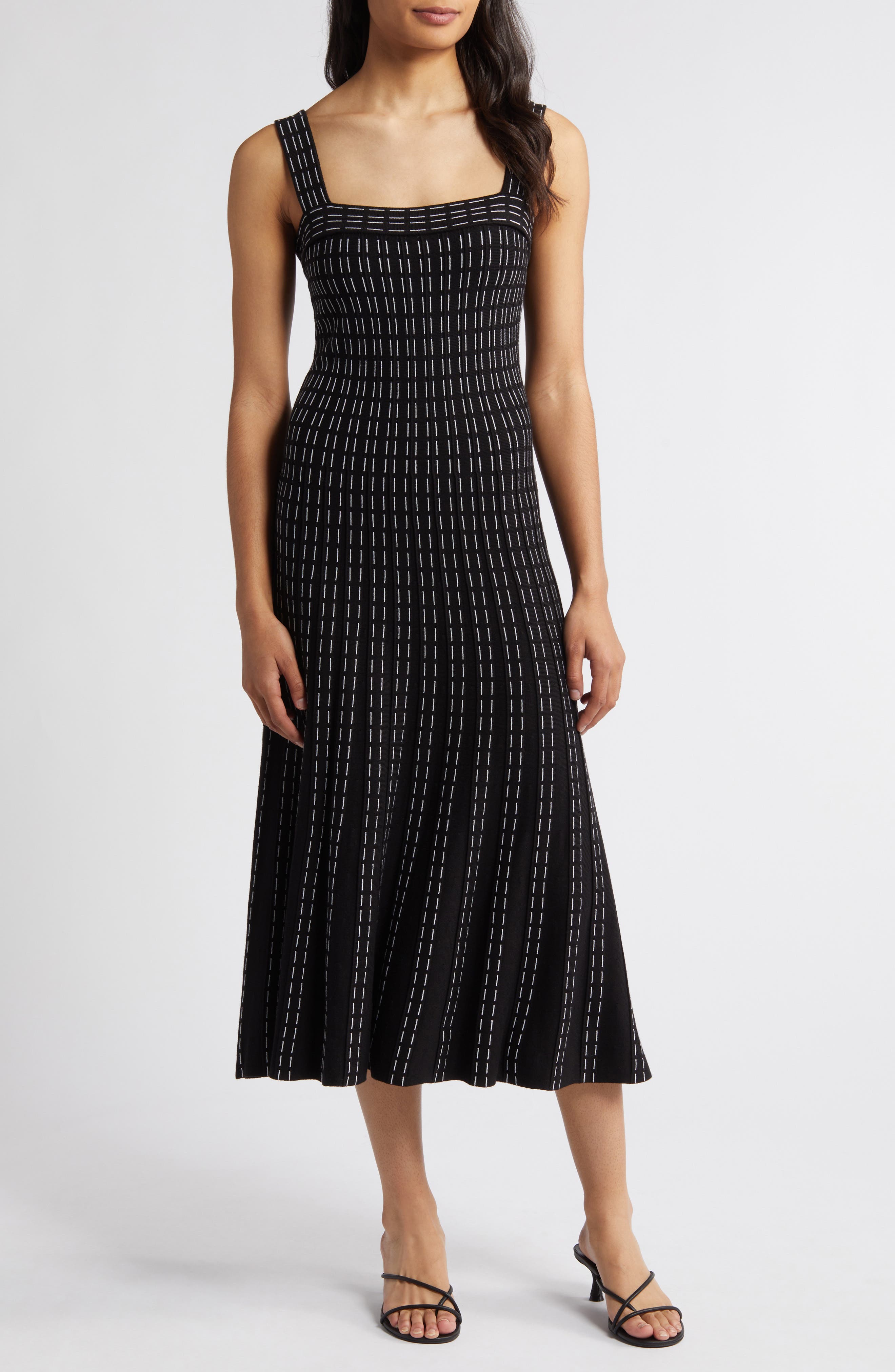 ZOE AND CLAIRE Sleeveless Pintuck Midi Sweater Dress (Women