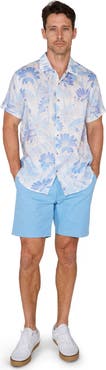 Lords of Harlech Uomo Springtime Short Sleeve Fine Linen Shirt