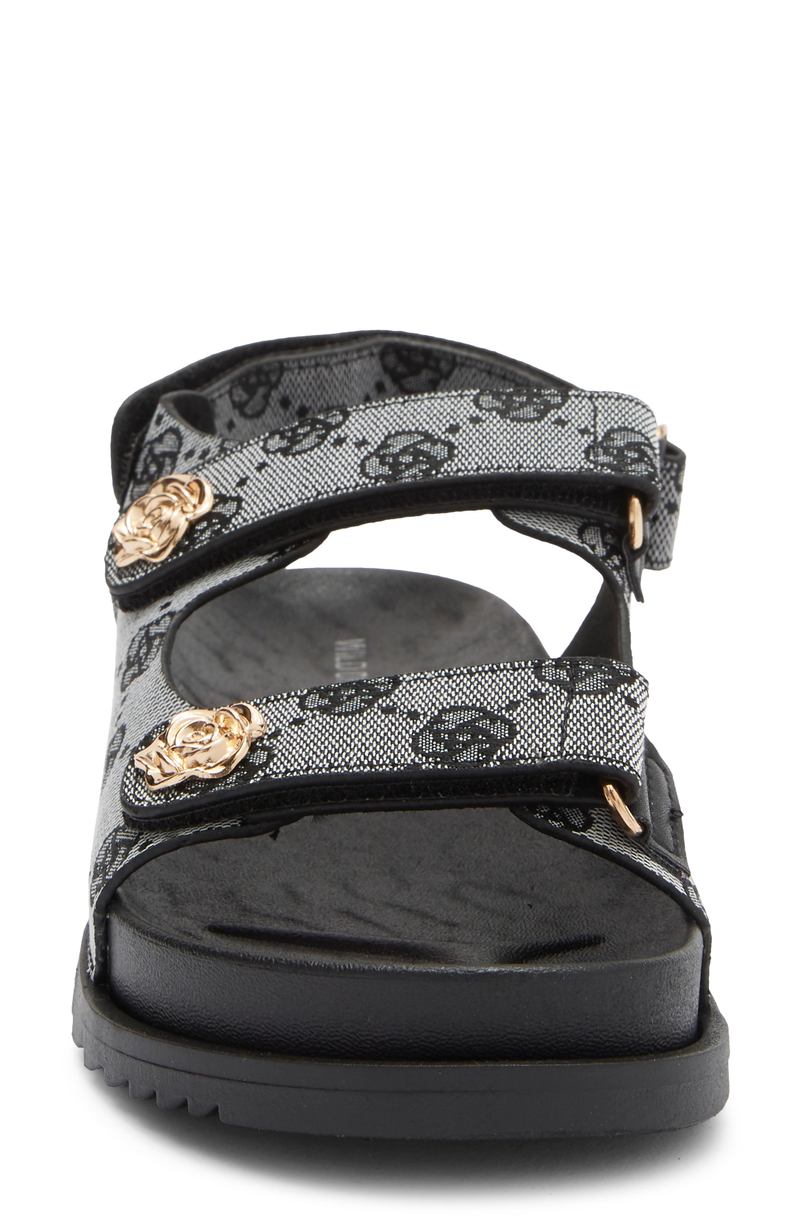Aileen Footbed Sandal, Alternate, color, BLACK FLORAL