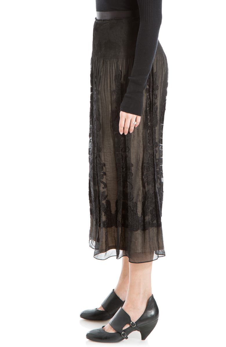 MAX STUDIO Floral Jacquard Overlay Midi Skirt, Alternate, color, Black/ Nude