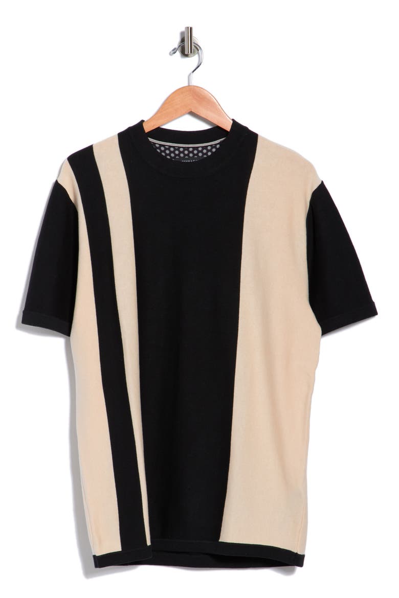 Vertical Stripe Knit T-Shirt, Alternate, color, BLACK W/ OFF WHITE STRIPES