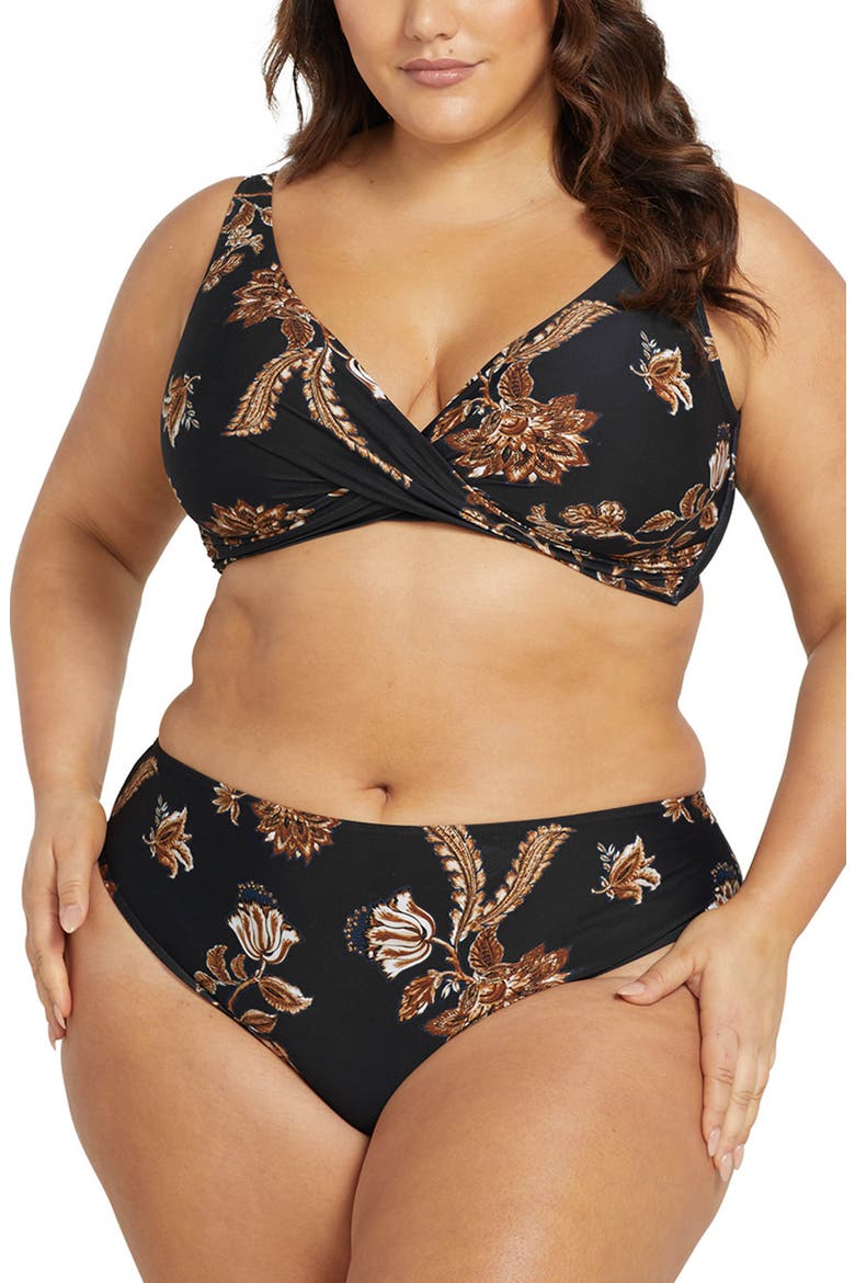 Chantique Monet Curve Bikini Bottoms, Alternate, color, BLACK