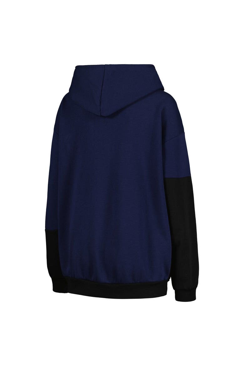Women's Gameday Couture Navy/Black West Virginia Mountaineers Matchmaker Diagonal Cowl Pullover Hoodie, Alternate, color, Navy