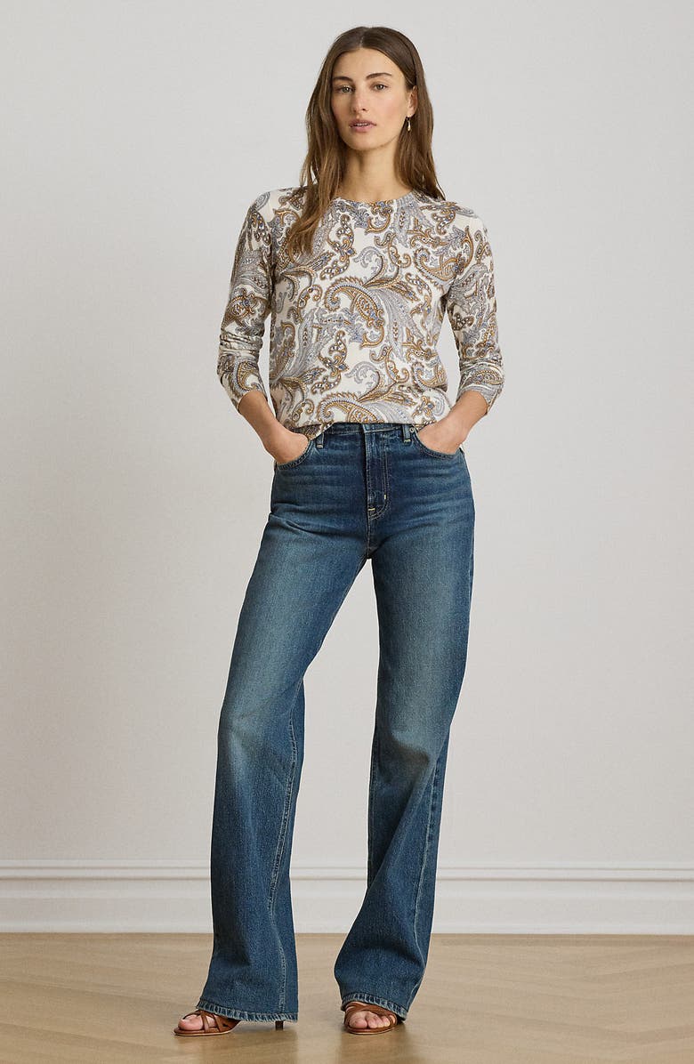 Lauren Ralph Lauren Paisley Sweater, Alternate, color, Cream/ Multi