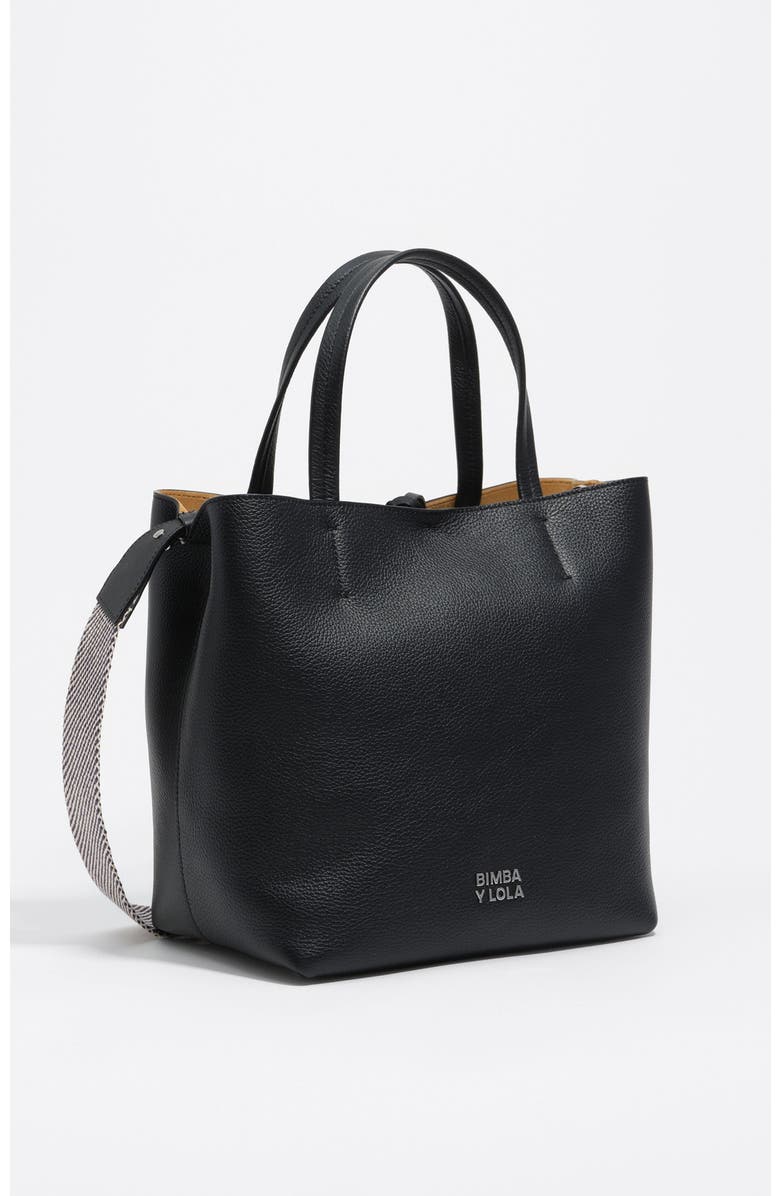 Bimba y Lola Leather Shoulder Bag, Main, color, Black