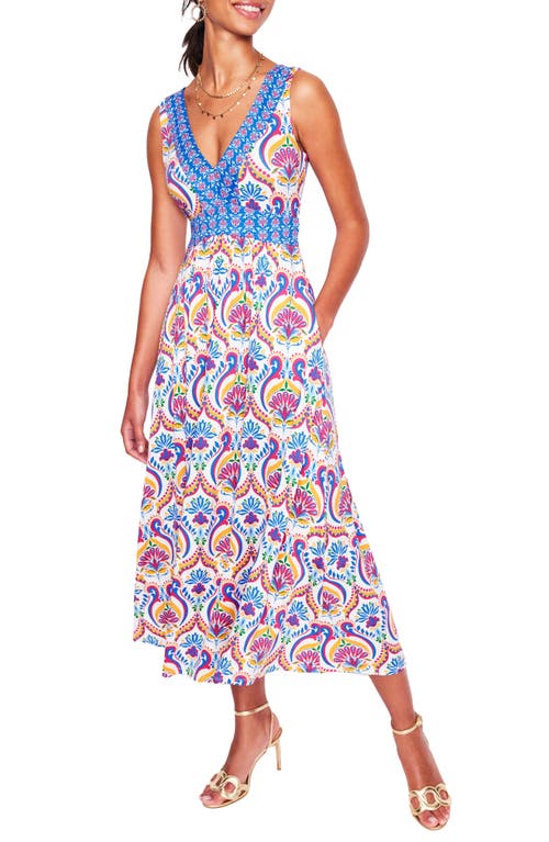 BODEN BODEN OLYMPIA MEDALLION PRINT SLEEVELESS JERSEY MAXI DRESS