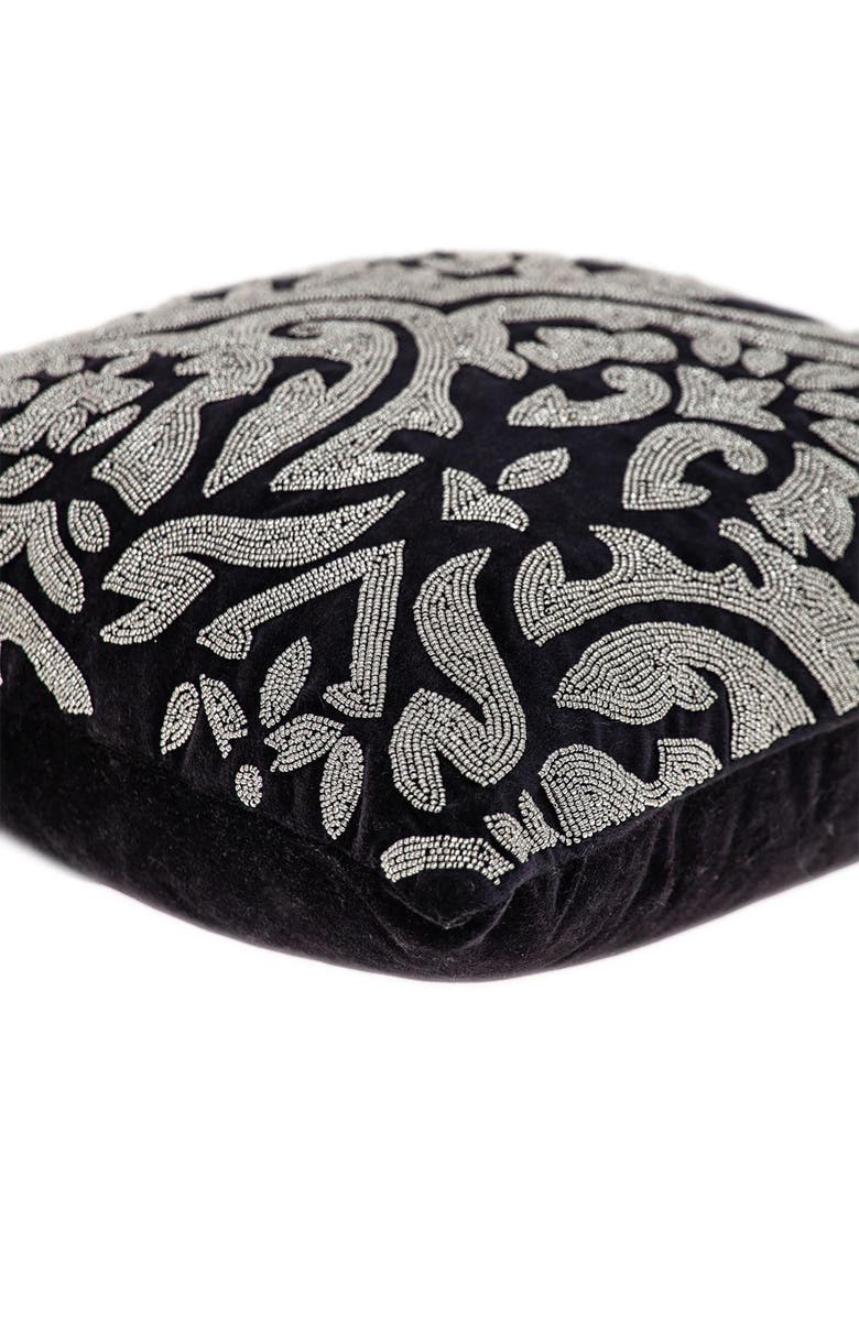 PARKLAND COLLECTION Carmela Beaded Velvet Throw Pillow, Alternate, color, Black