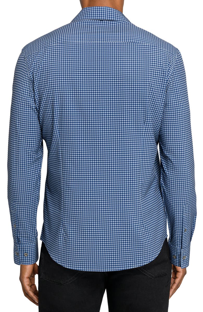 W.R.K Slim Fit Faded Check Performance Button-Up Shirt, Alternate, color, Navy