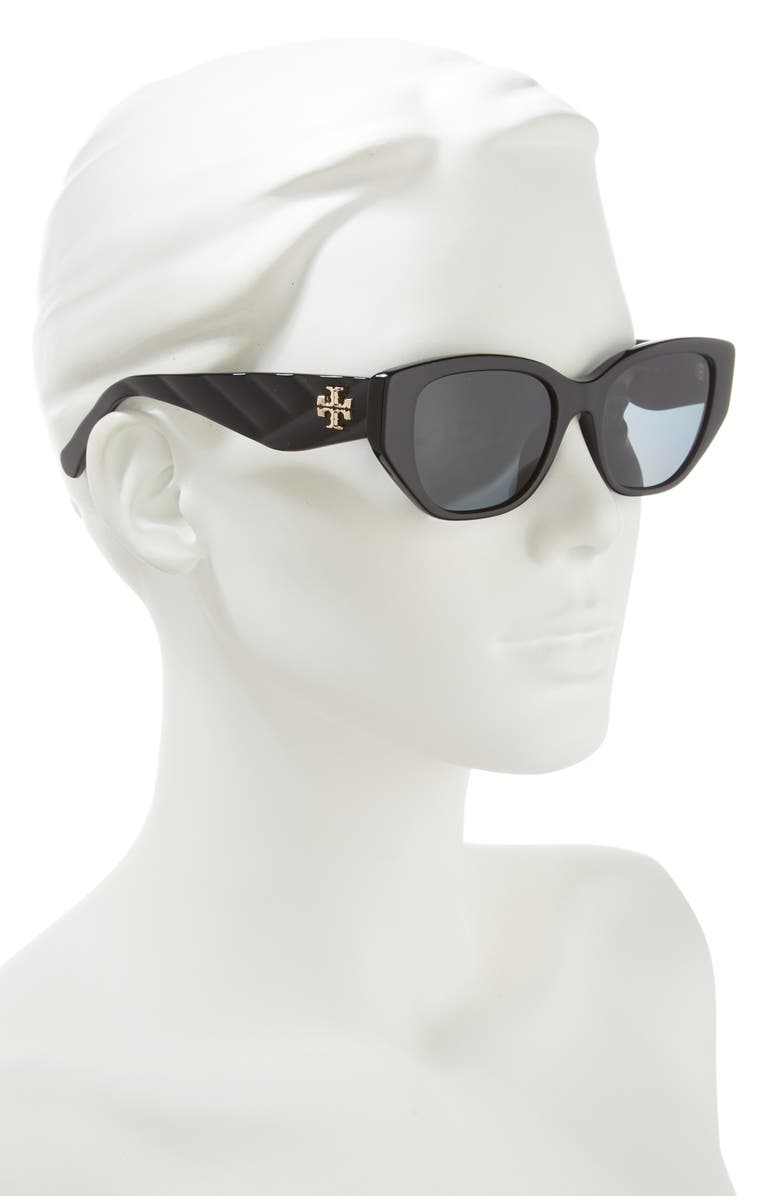 Tory Burch 53mm Polarized Rectangular Sunglasses, Alternate, color, 