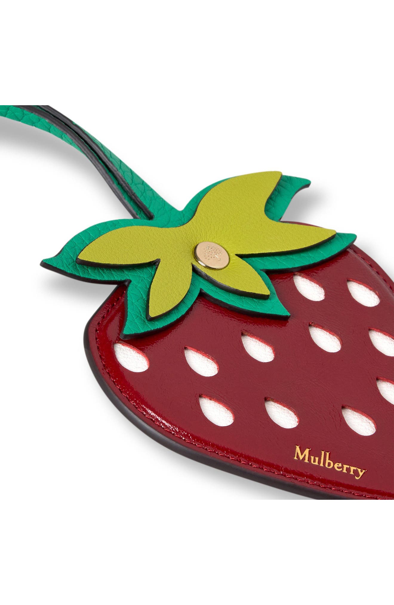 Strawberry Leather Bag Charm, Alternate, color, MULTI-COLOR