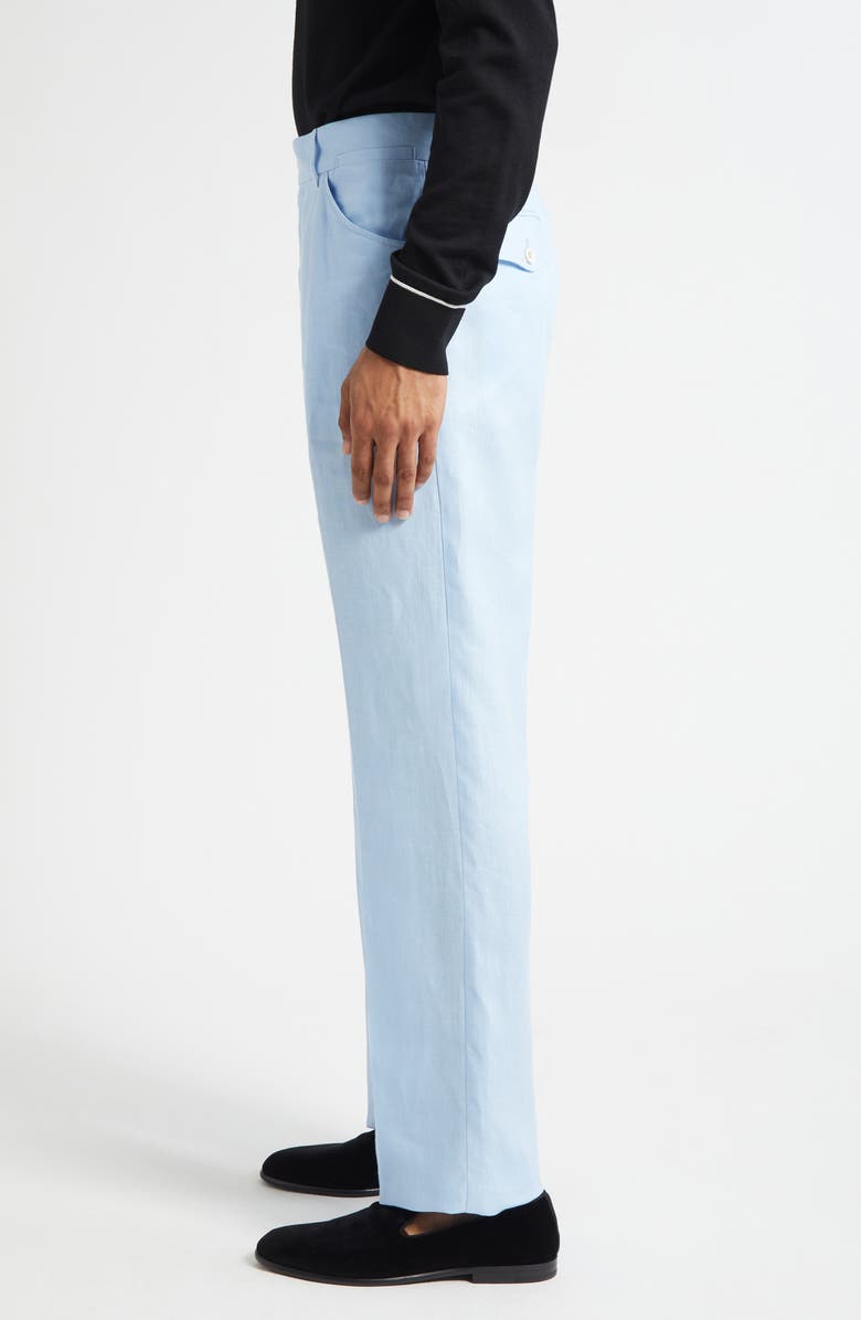 Dolce&Gabbana Pleated Linen Trosuers, Alternate, color, B1581 Azzurro