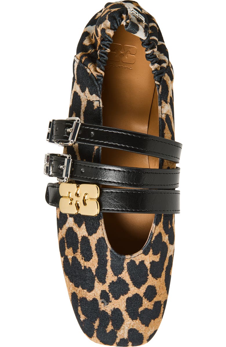 Ganni Mary Jane Ballerina Flat, Alternate, color, Almond Milk Leopard Print
