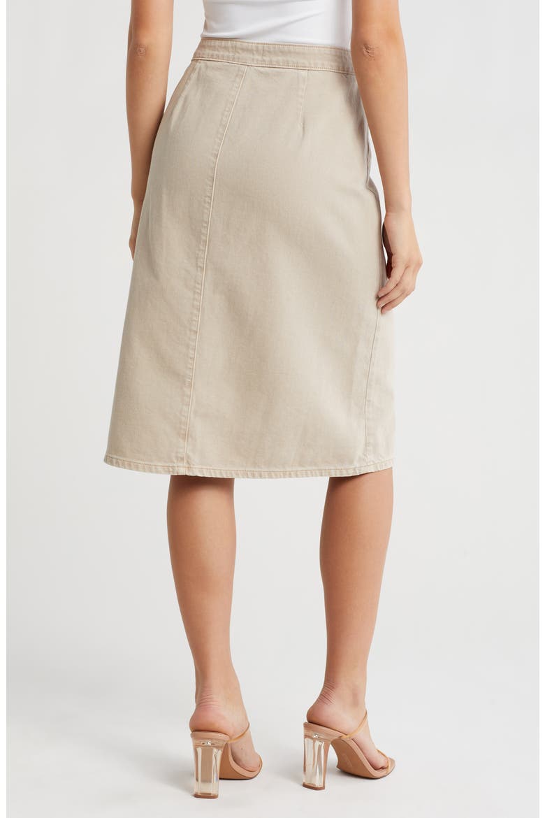 Landry Button Front Midi Skirt, Alternate, color, BISCUIT