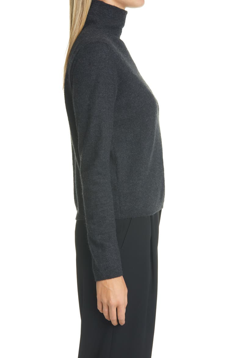 Cashmere Crop Turtleneck Sweater, Alternate, color, HEATHER CHARCOAL