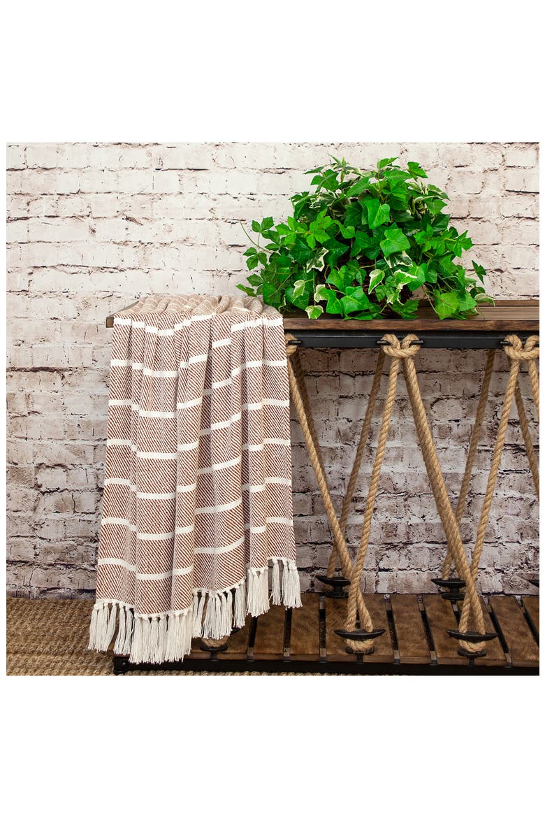 Mio Stripe Handloomed Throw Blanket, Alternate, color, RUST