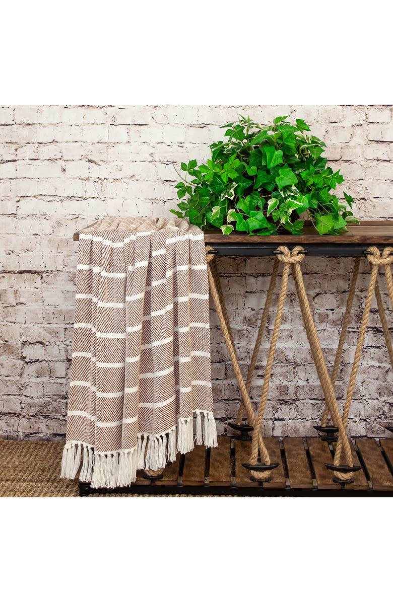 PARKLAND COLLECTION Mio Stripe Handloomed Throw Blanket, Alternate, color, Rust