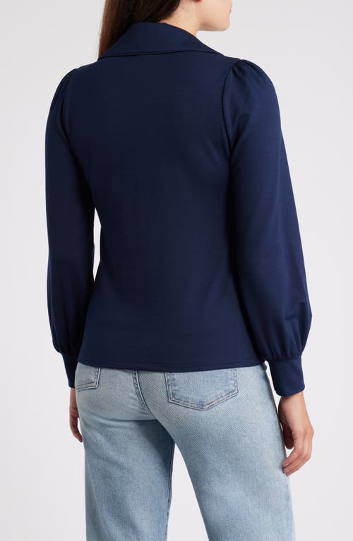 Shop Caslon ® Long Sleeve Johnny Collar Polo In Navy Blazer