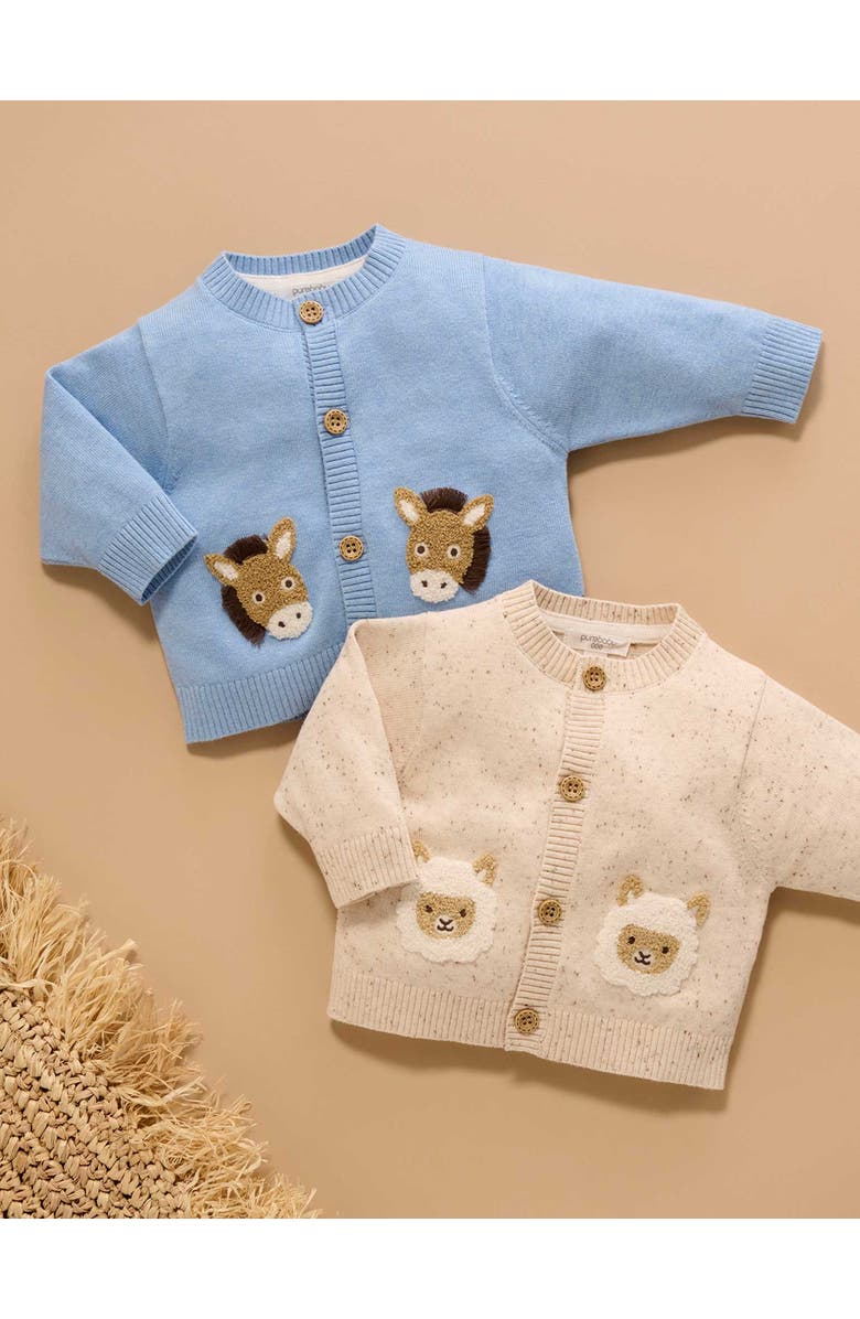 Purebaby Fiesta Friends Knit Cardigan, Alternate, color, Sand Neppy