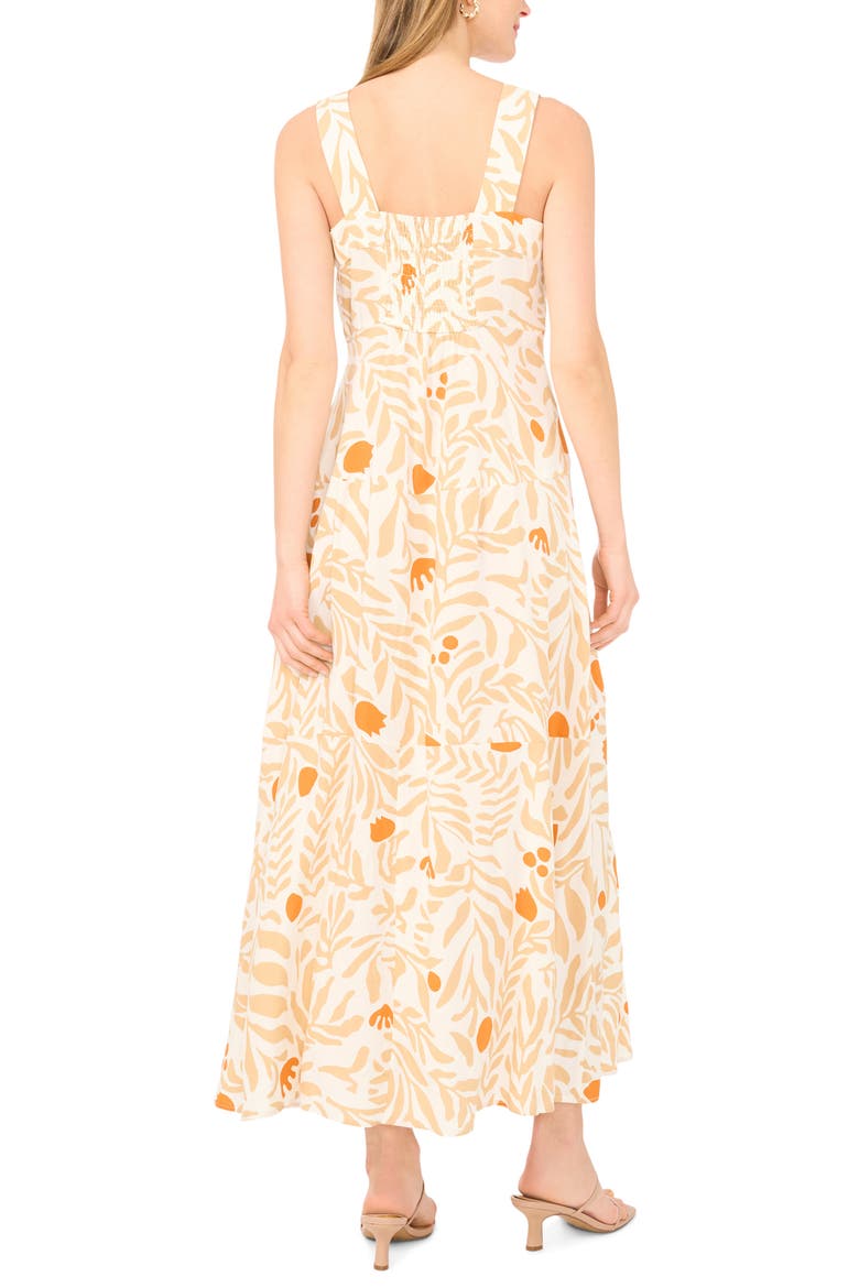 Botanical Print Smock Back Maxi Dress, Alternate, color, LIGHT SAND