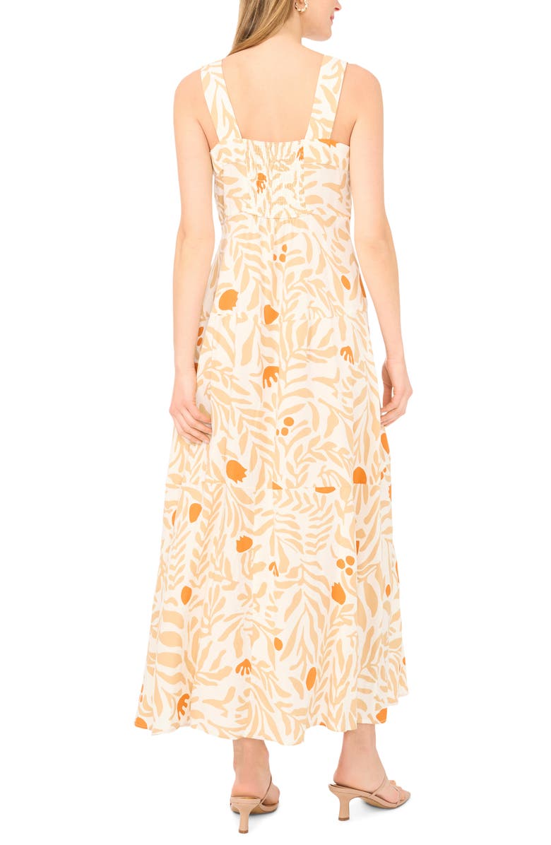 Vince Camuto Botanical Print Smock Back Maxi Dress, Alternate, color, Light Sand