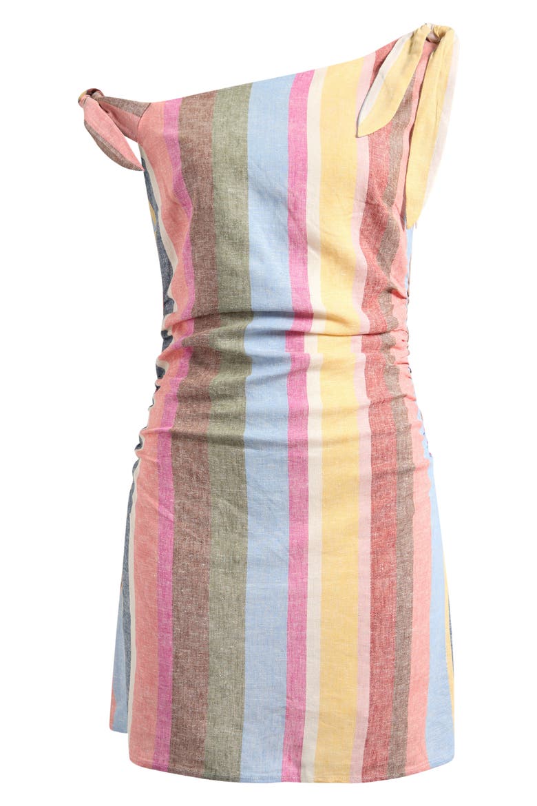 x Hannah Lovey Porter Bahia Stripe One-Shoulder Linen Blend Minidress (Nordstrom Exclusive), Alternate, color, SUMMER STRIPE