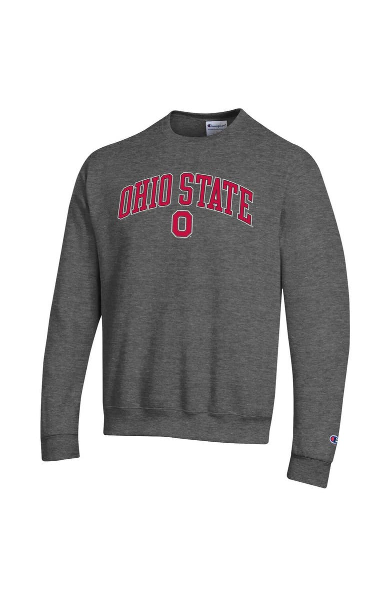 Champion Men's Champion Heather Charcoal Ohio State Buckeyes Arch Over Logo Pullover Sweatshirt, Alternate, color, Heather Charcoal