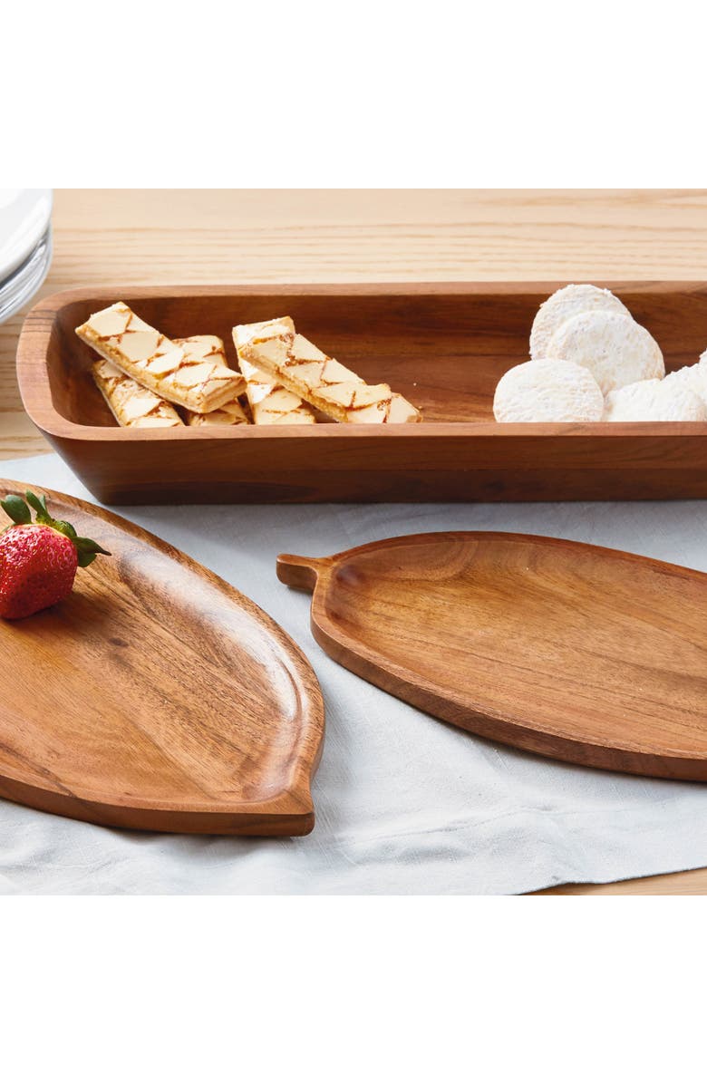 tag Acacia Leaf Serving Platter Natural Wood Hand Wash Only, Alternate, color, Beige