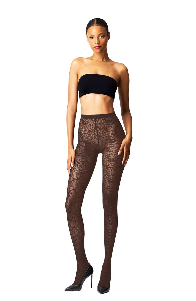 Wolford Snakeskin Tights, Alternate, color, Umber